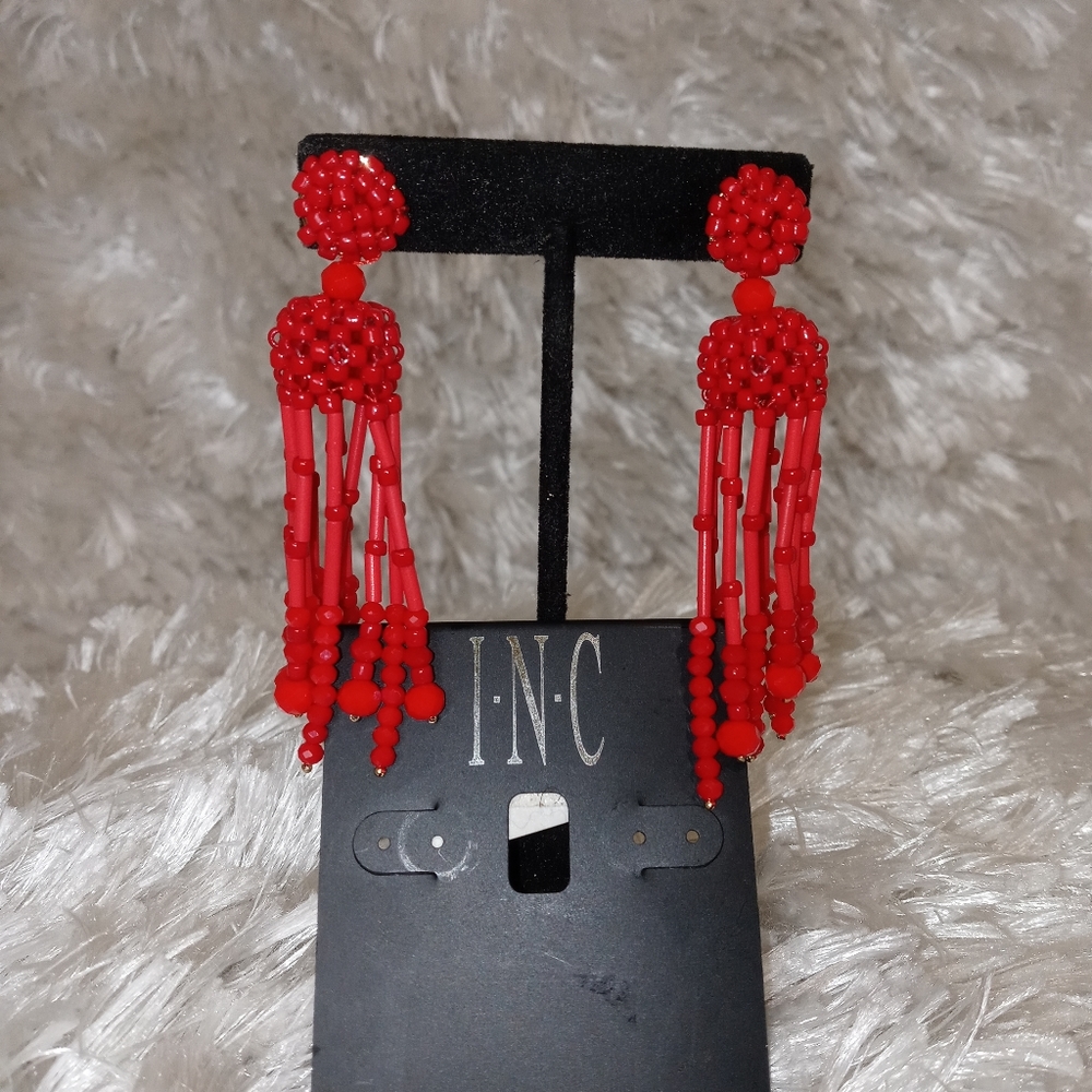 Red beaded tassel I.N.C earrings